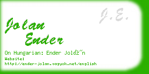 jolan ender business card